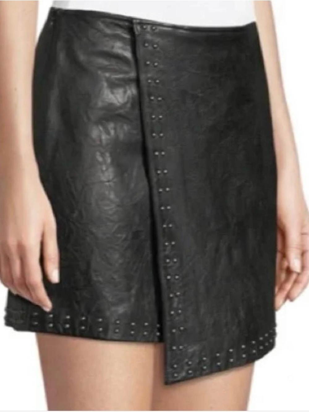Joie Black Stud-Trim Leather Mini Skirt